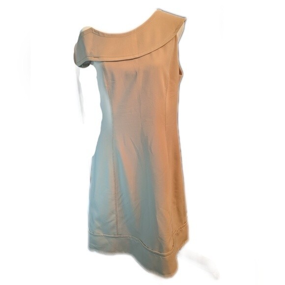 Adolfo Dominguez one shoulder beige faux suede back zip dress size 44 - Picture 1 of 9